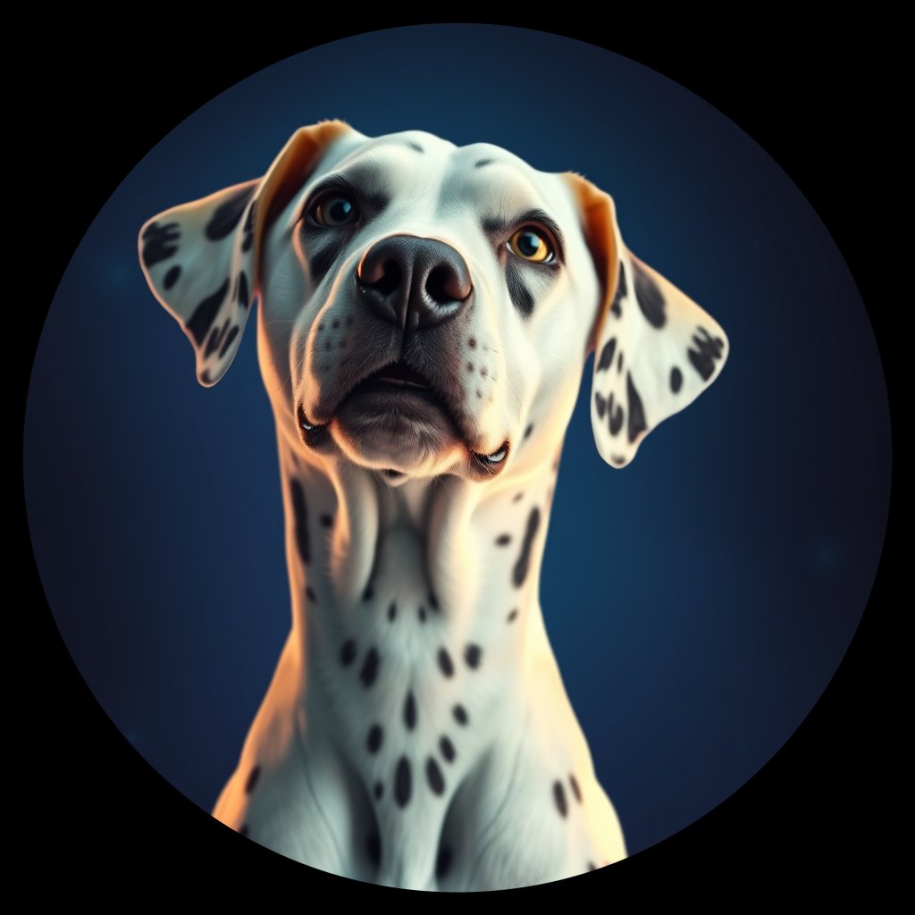 Cosmic medallion portrait of 14850_14850, a Dalmatian