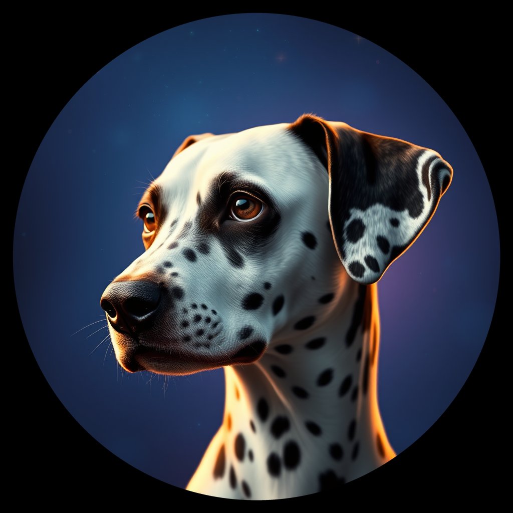 Cosmic medallion portrait of 14851_14851, a Dalmatian