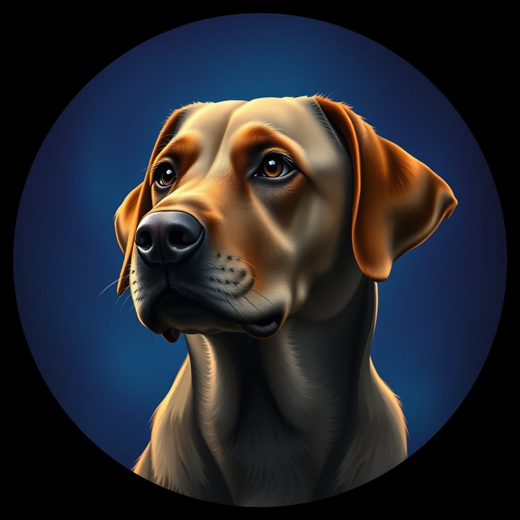 Cosmic medallion portrait of 148_G0380_0315, a Labrador Retriever