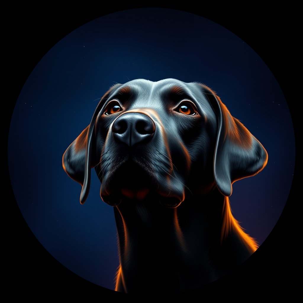 Cosmic medallion portrait of 149_G0380_0316, a Labrador Retriever