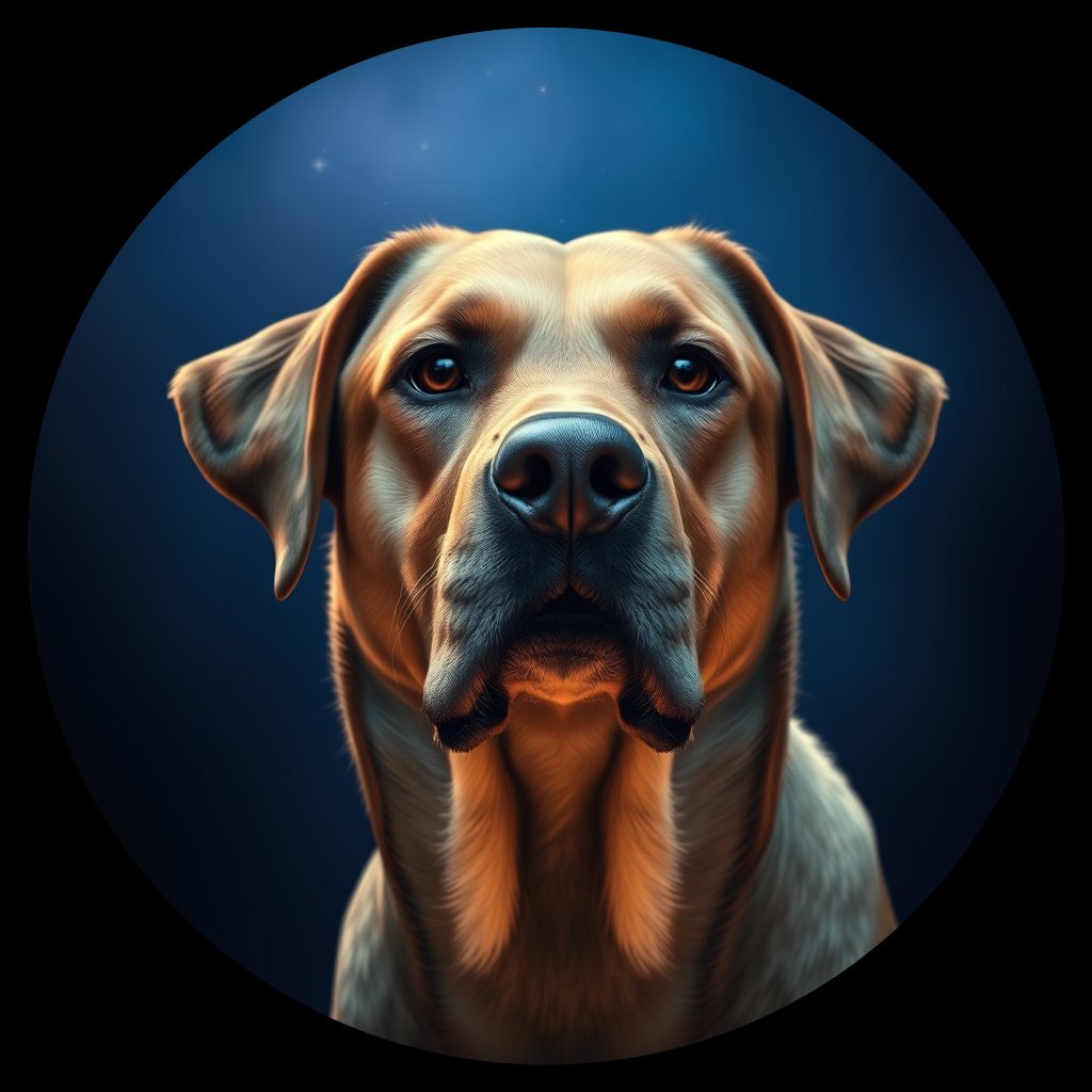 Cosmic medallion portrait of 14_G0380_0025, a Labrador Retriever