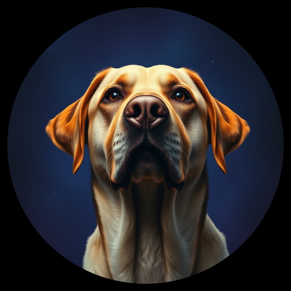 Cosmic medallion portrait of 152_G0380_0323, a Labrador Retriever