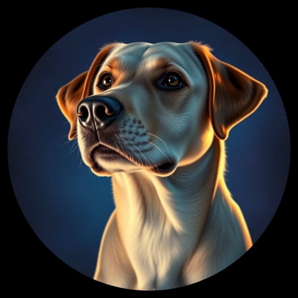 Cosmic medallion portrait of 153_G0380_0324, a Labrador Retriever