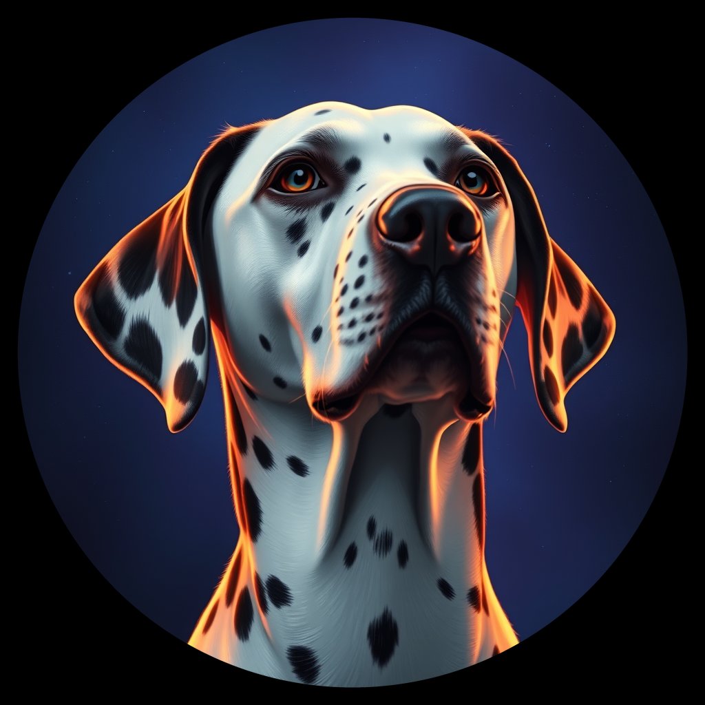 Cosmic medallion portrait of 15715_15715, a Dalmatian