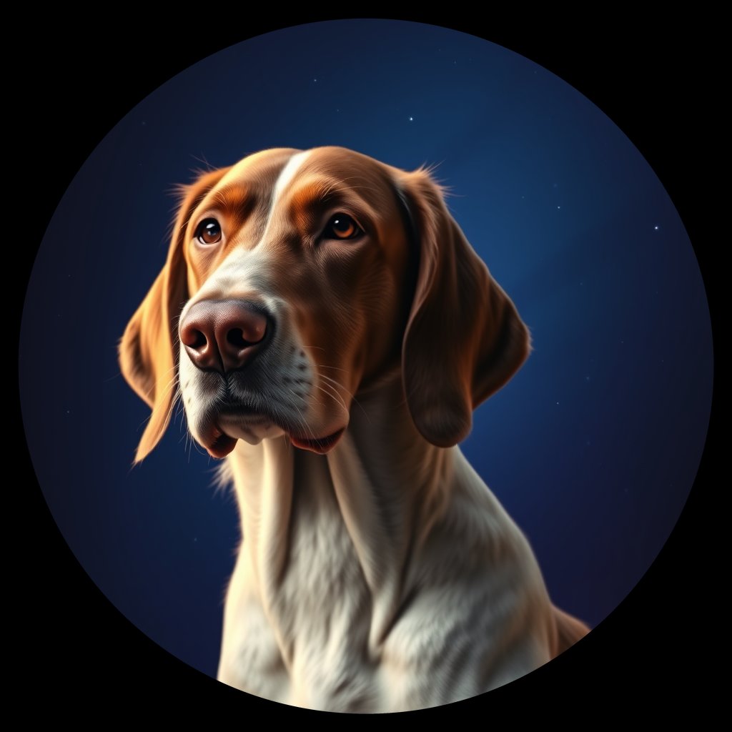 Cosmic medallion portrait of 15863_15863, a English Setter