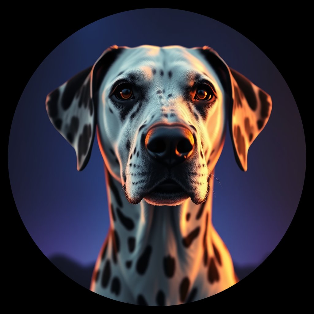Cosmic medallion portrait of 16151_16151, a Dalmatian