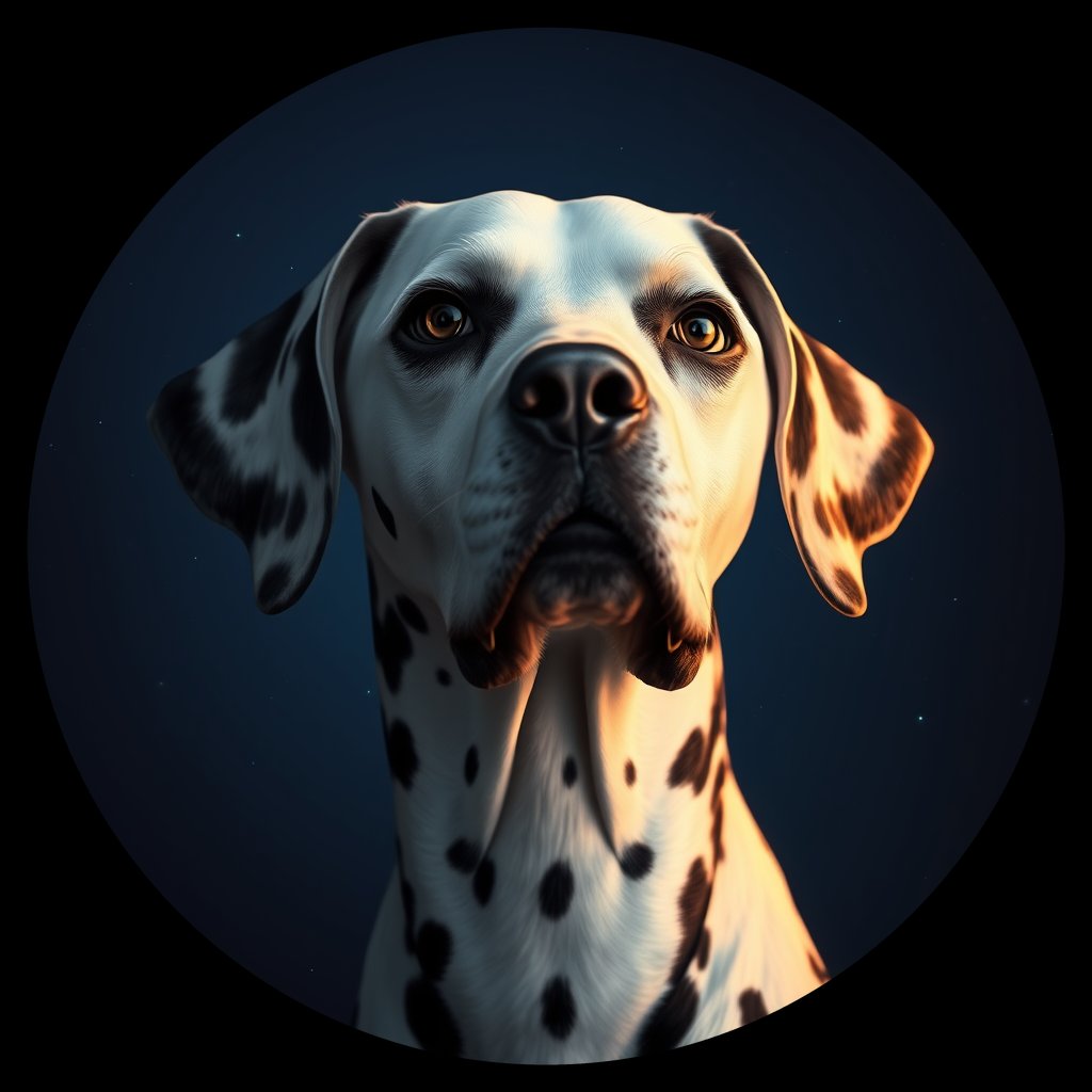 Cosmic medallion portrait of 16152_16152, a Dalmatian