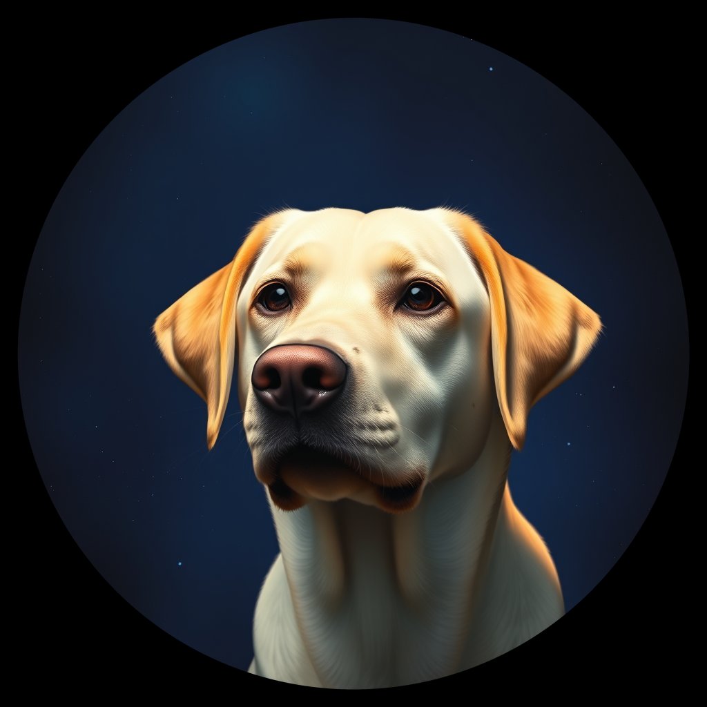 Cosmic medallion portrait of 162_G0380_0338, a Labrador Retriever