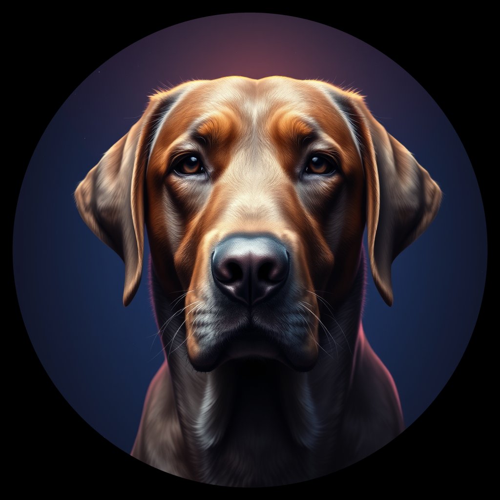 Cosmic medallion portrait of 1640_1640, a Labrador Retriever