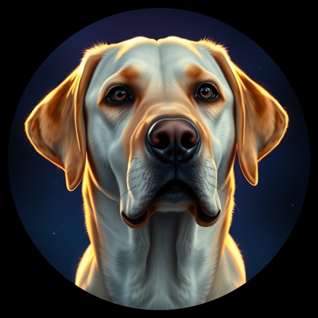 Cosmic medallion portrait of 164_G0380_0341, a Labrador Retriever