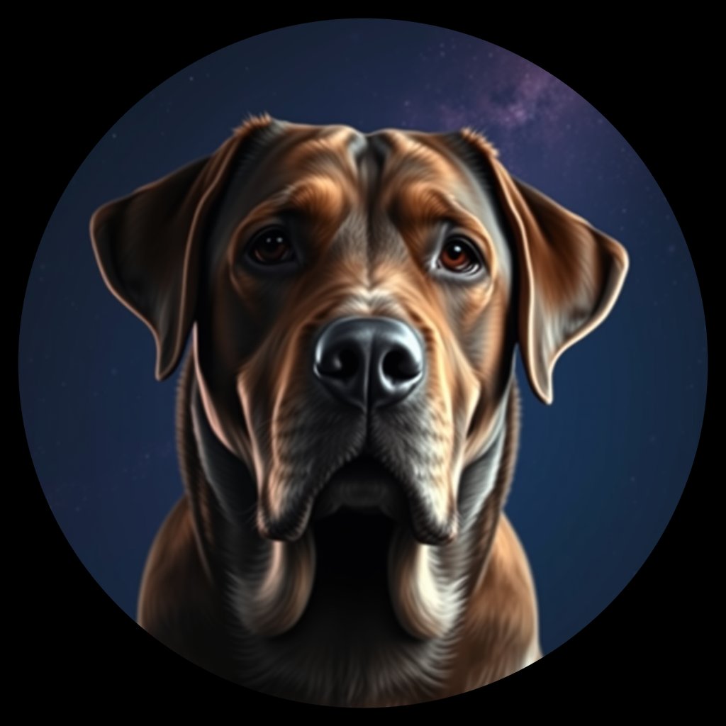 Cosmic medallion portrait of 165_G0380_0342, a Labrador Retriever