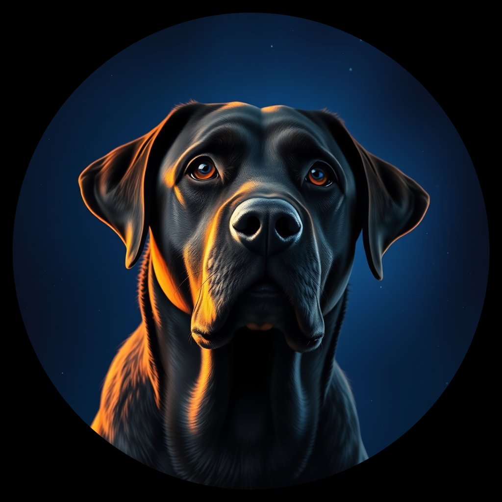 Cosmic medallion portrait of 167_G0380_0344, a Labrador Retriever