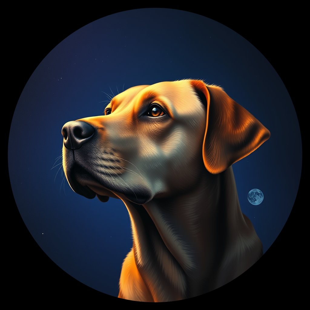 Cosmic medallion portrait of 168_G0380_0345, a Labrador Retriever
