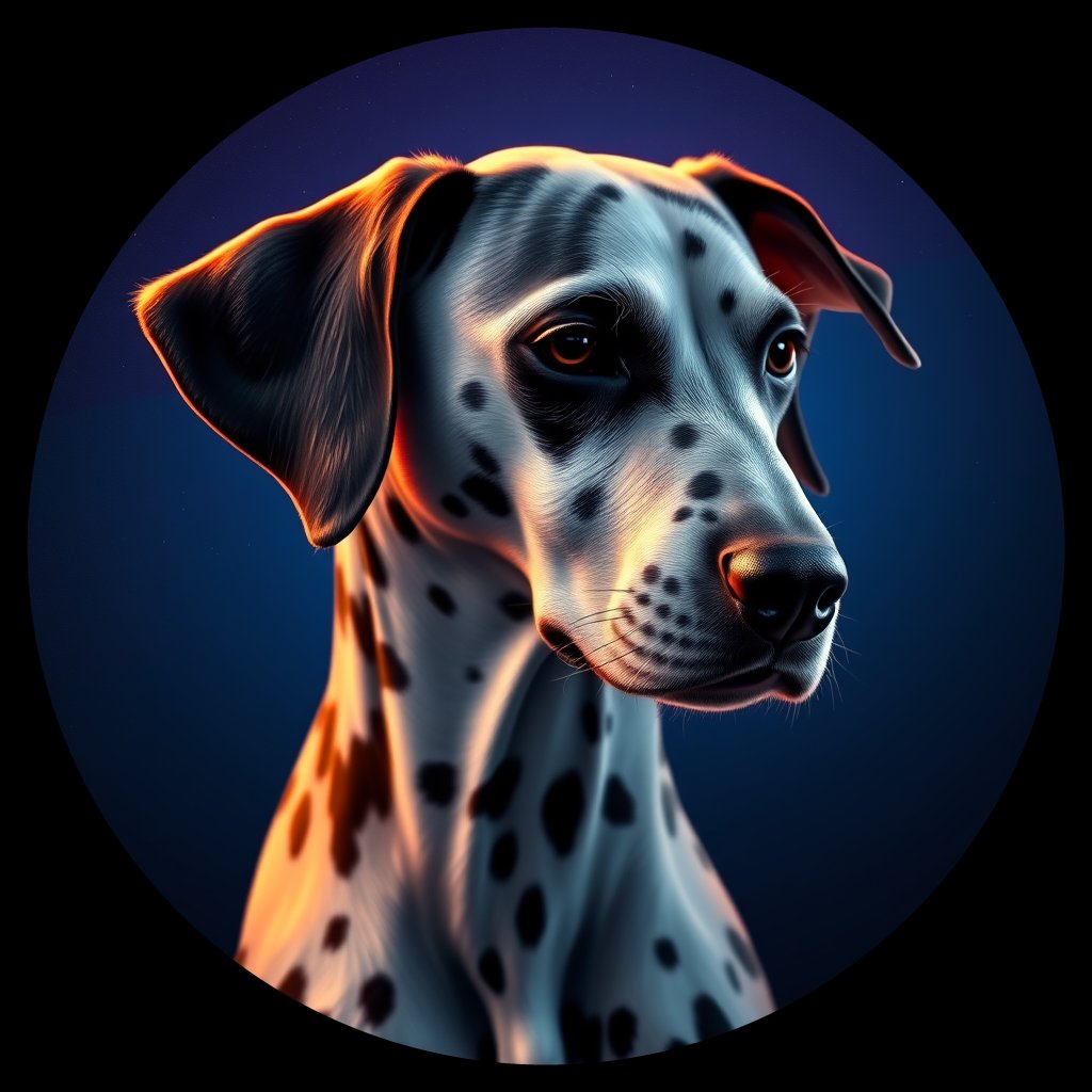 Cosmic medallion portrait of 16913_16913, a Dalmatian
