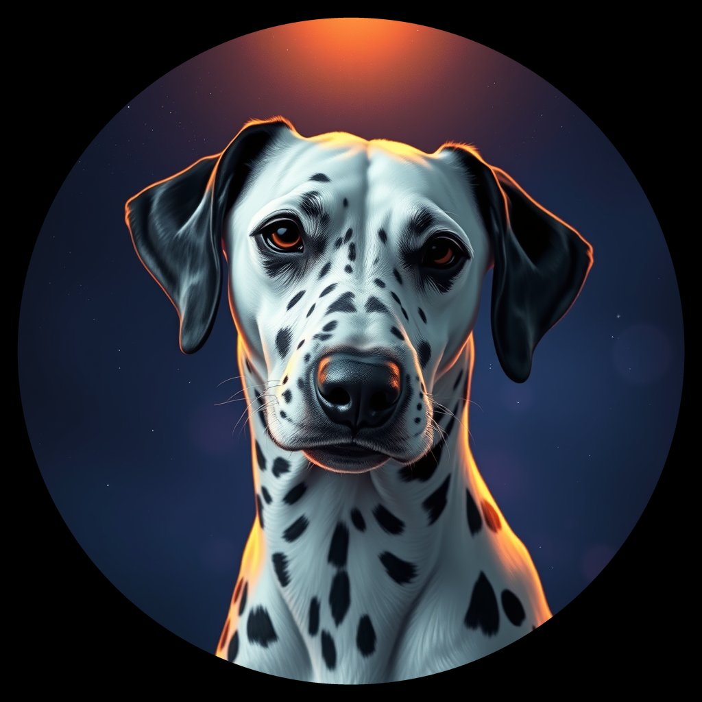 Cosmic medallion portrait of 16915_16915, a Dalmatian