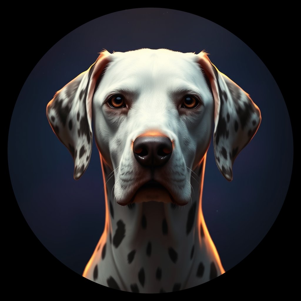 Cosmic medallion portrait of 16916_16916, a Dalmatian