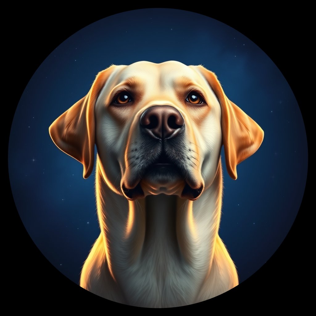 Cosmic medallion portrait of 172_G0380_0349, a Labrador Retriever