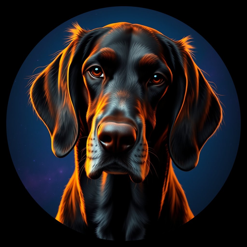 Cosmic medallion portrait of 17520_17520, a English Setter
