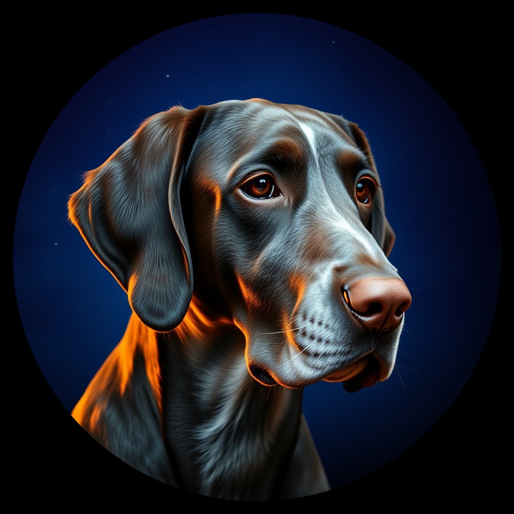 Cosmic medallion portrait of 17521_17521, a English Setter