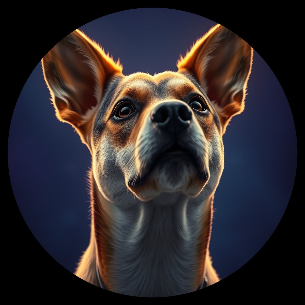 Cosmic medallion portrait of 17551_17551, a Australian Cattle Dog