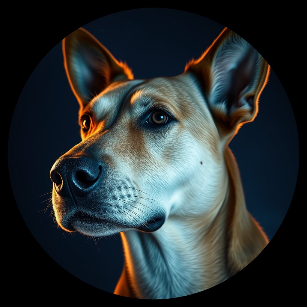 Cosmic medallion portrait of 17742_17742, a Australian Cattle Dog