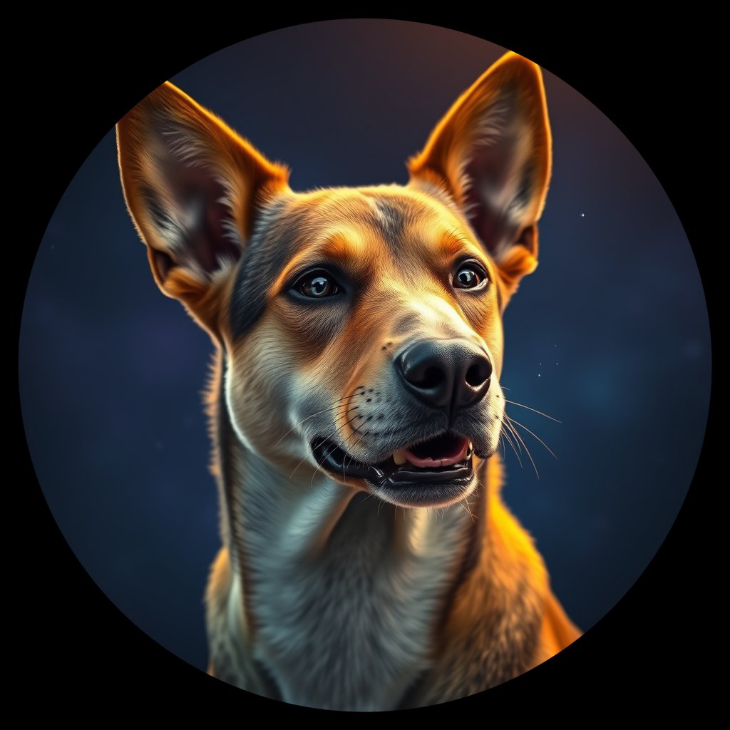 Cosmic medallion portrait of 17744_17744, a Australian Cattle Dog