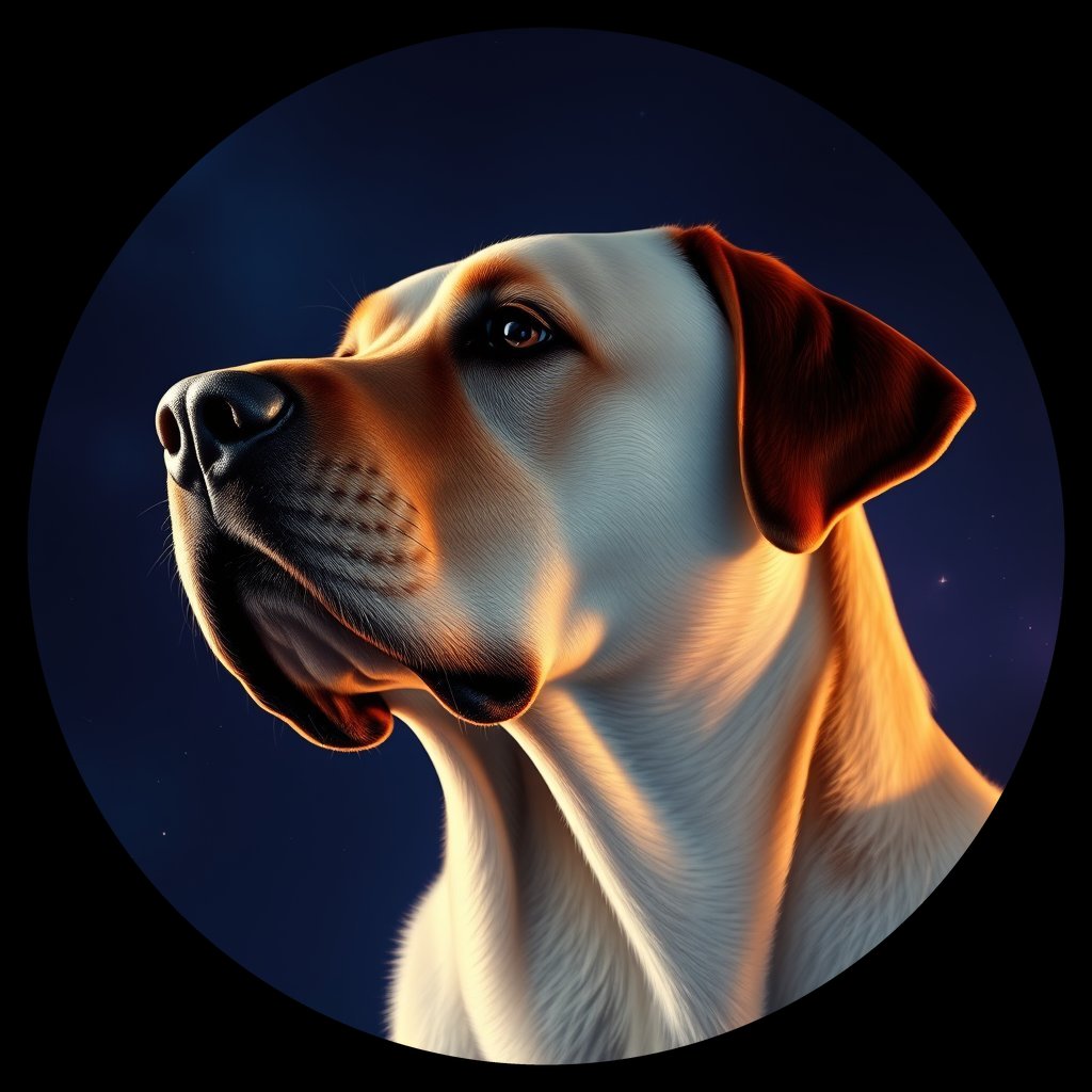 Cosmic medallion portrait of 177_G0380_0355, a Labrador Retriever