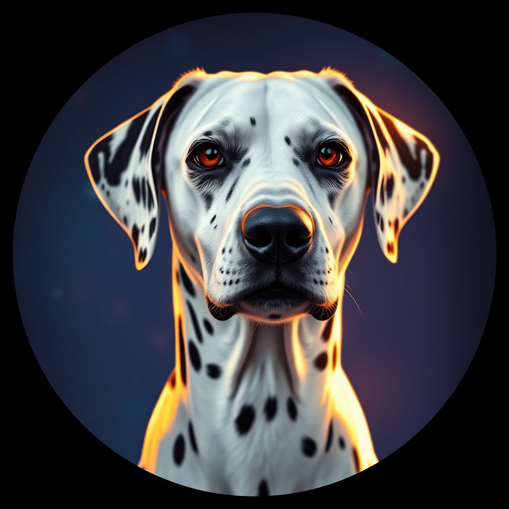 Cosmic medallion portrait of 18006_18006, a Dalmatian