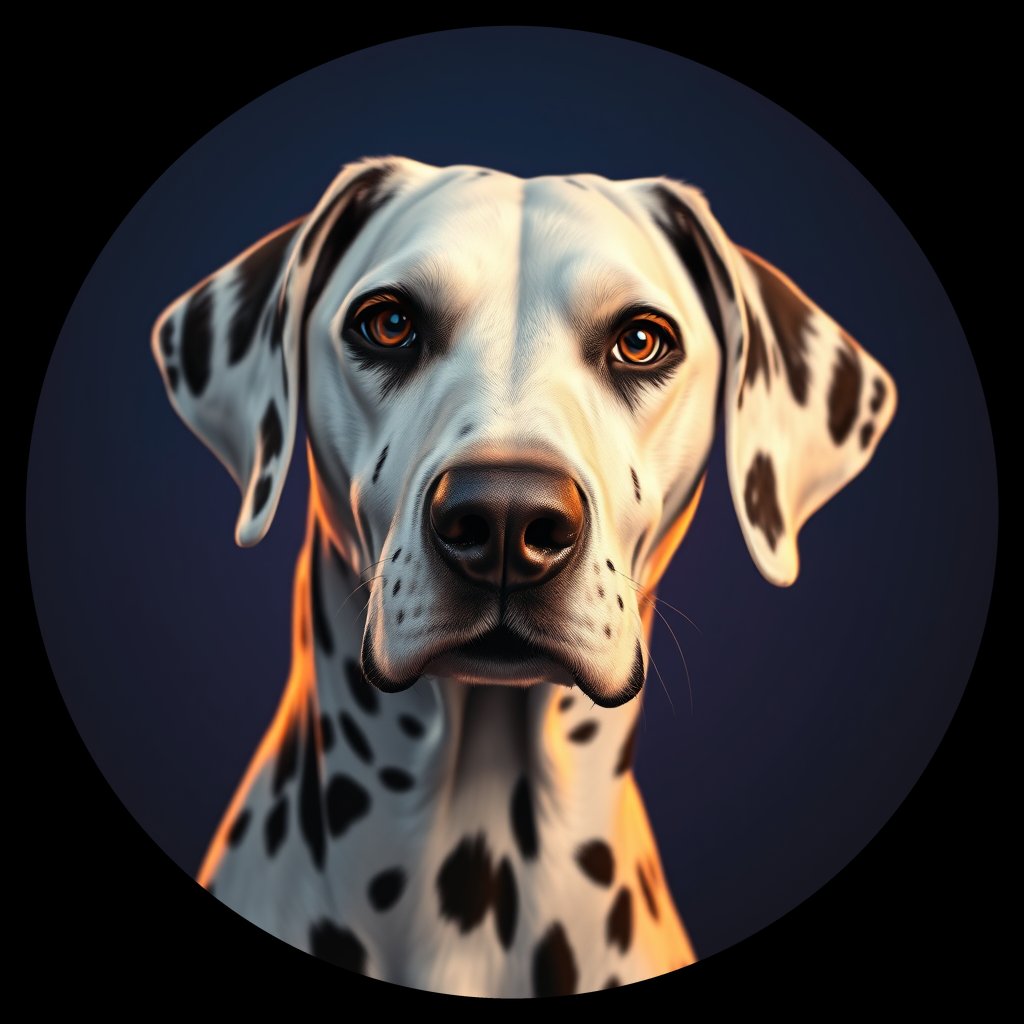 Cosmic medallion portrait of 18008_18008, a Dalmatian