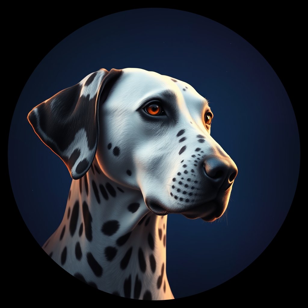 Cosmic medallion portrait of 18011_18011, a Dalmatian