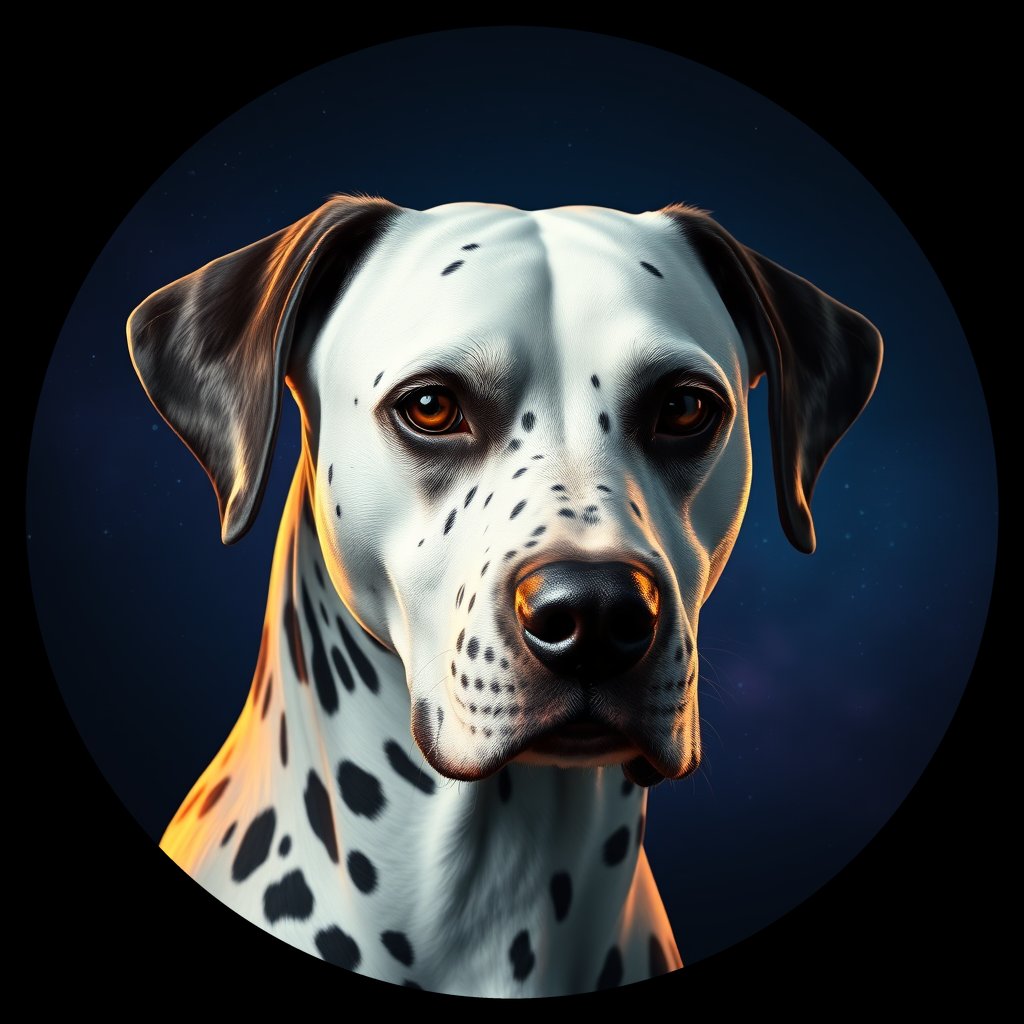 Cosmic medallion portrait of 18107_18107, a Dalmatian