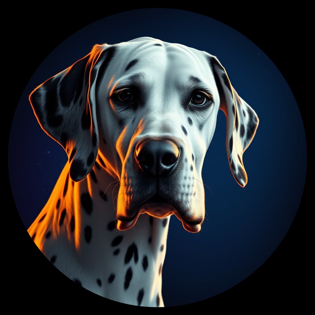 Cosmic medallion portrait of 18108_18108, a Dalmatian