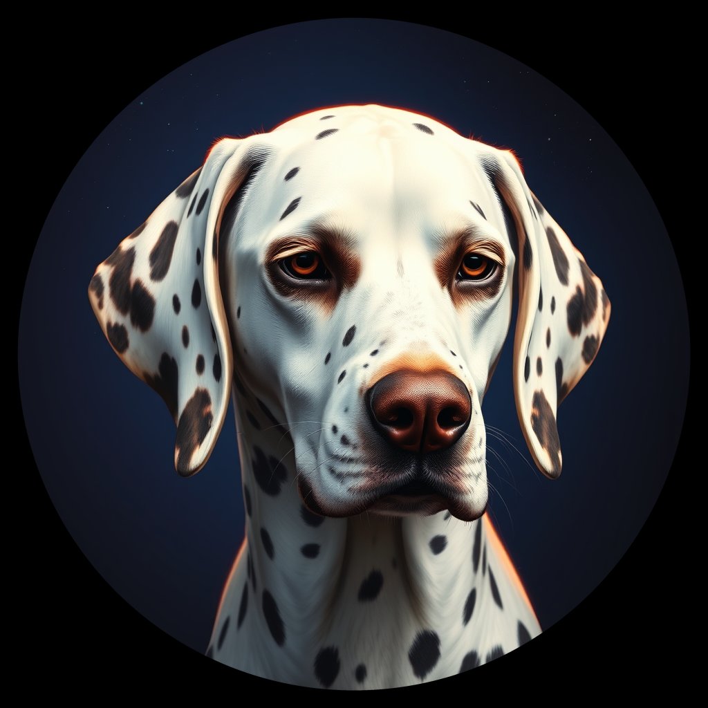 Cosmic medallion portrait of 18109_18109, a Dalmatian