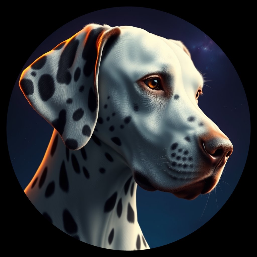 Cosmic medallion portrait of 18110_18110, a Dalmatian