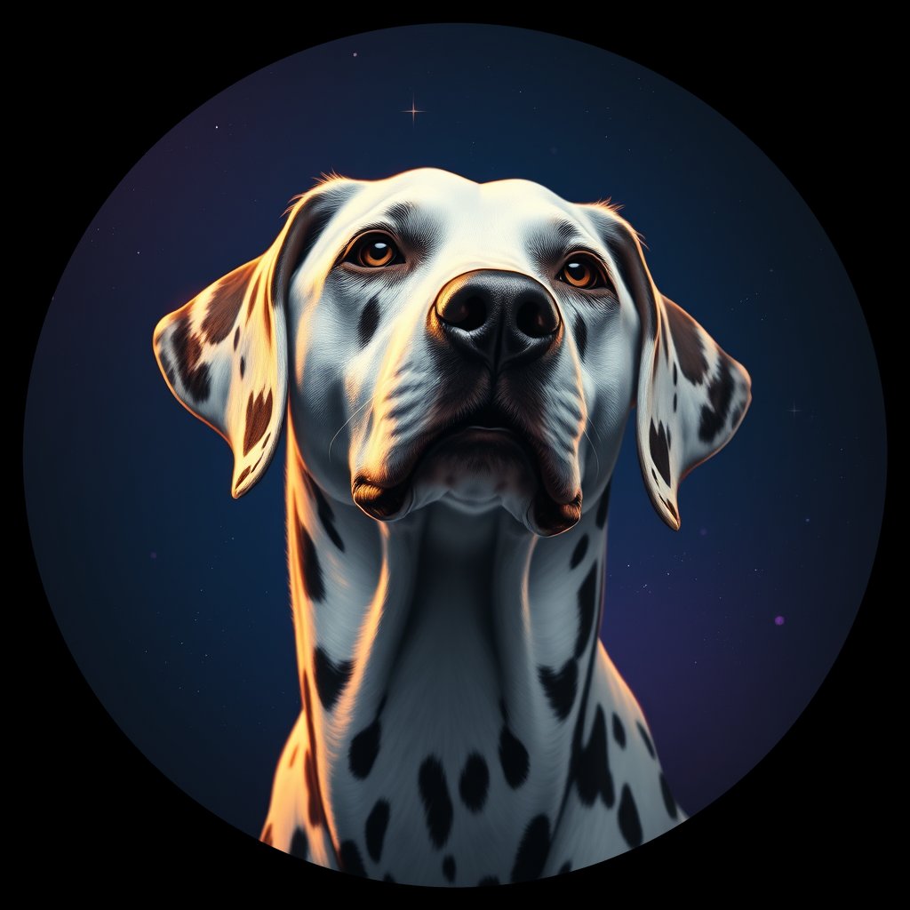 Cosmic medallion portrait of 18112_18112, a Dalmatian
