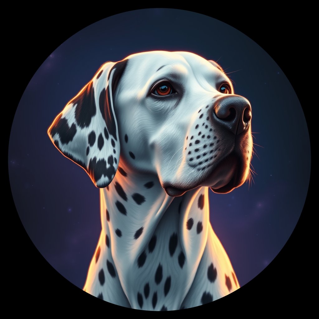 Cosmic medallion portrait of 18194_18194, a Dalmatian