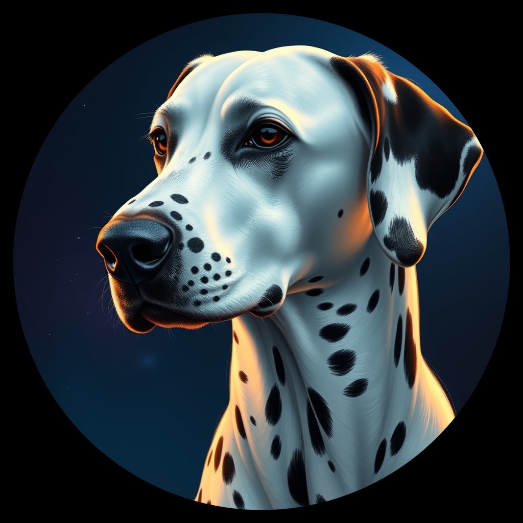Cosmic medallion portrait of 18198_18198, a Dalmatian