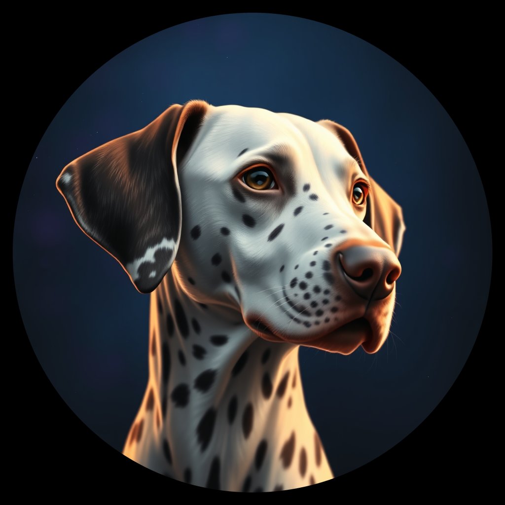 Cosmic medallion portrait of 18199_18199, a Dalmatian