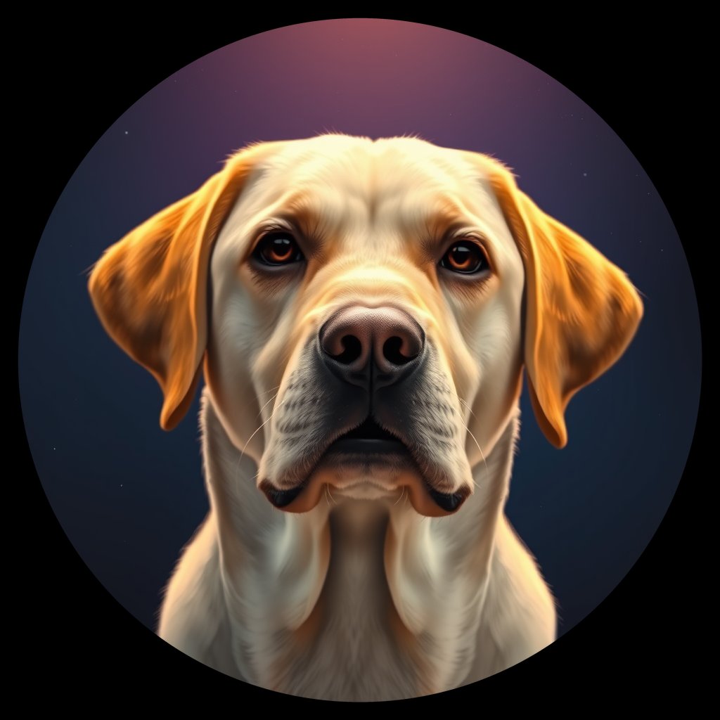 Cosmic medallion portrait of 181_G0380_0361, a Labrador Retriever