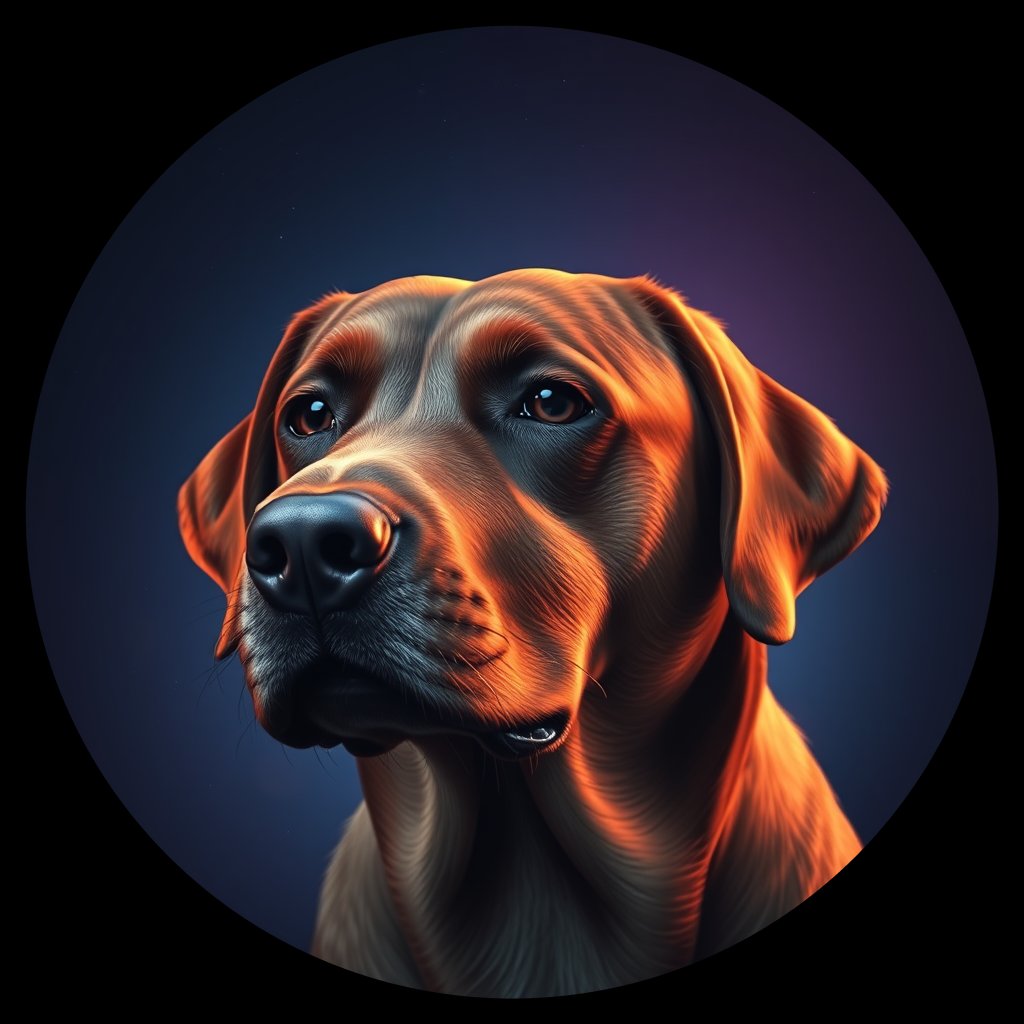 Cosmic medallion portrait of 182_G0380_0362, a Labrador Retriever