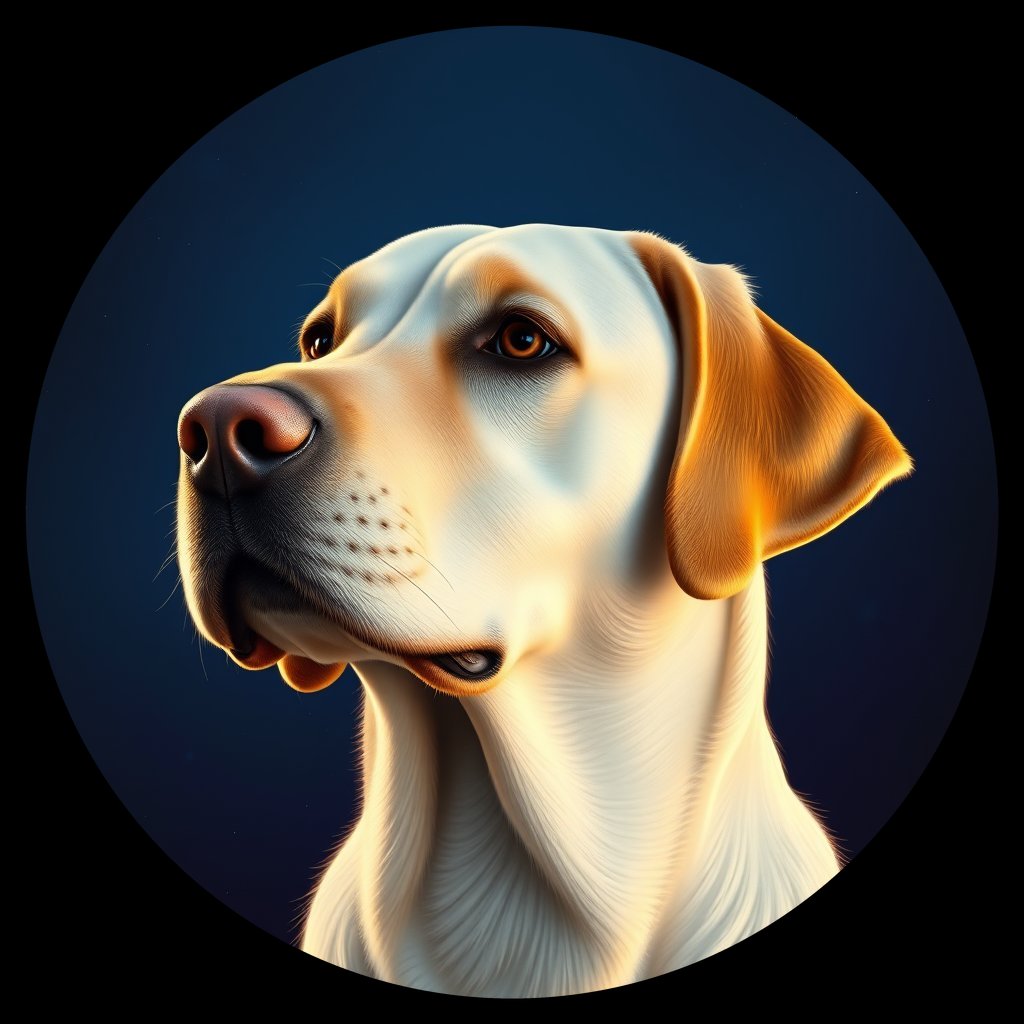 Cosmic medallion portrait of 186_G0380_0368, a Labrador Retriever