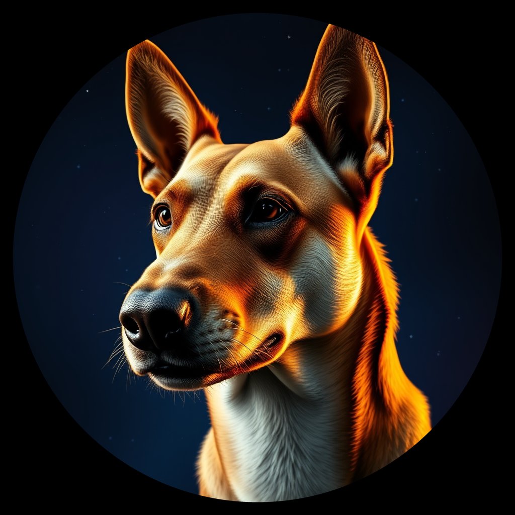 Cosmic medallion portrait of 18869_18869, a Australian Cattle Dog