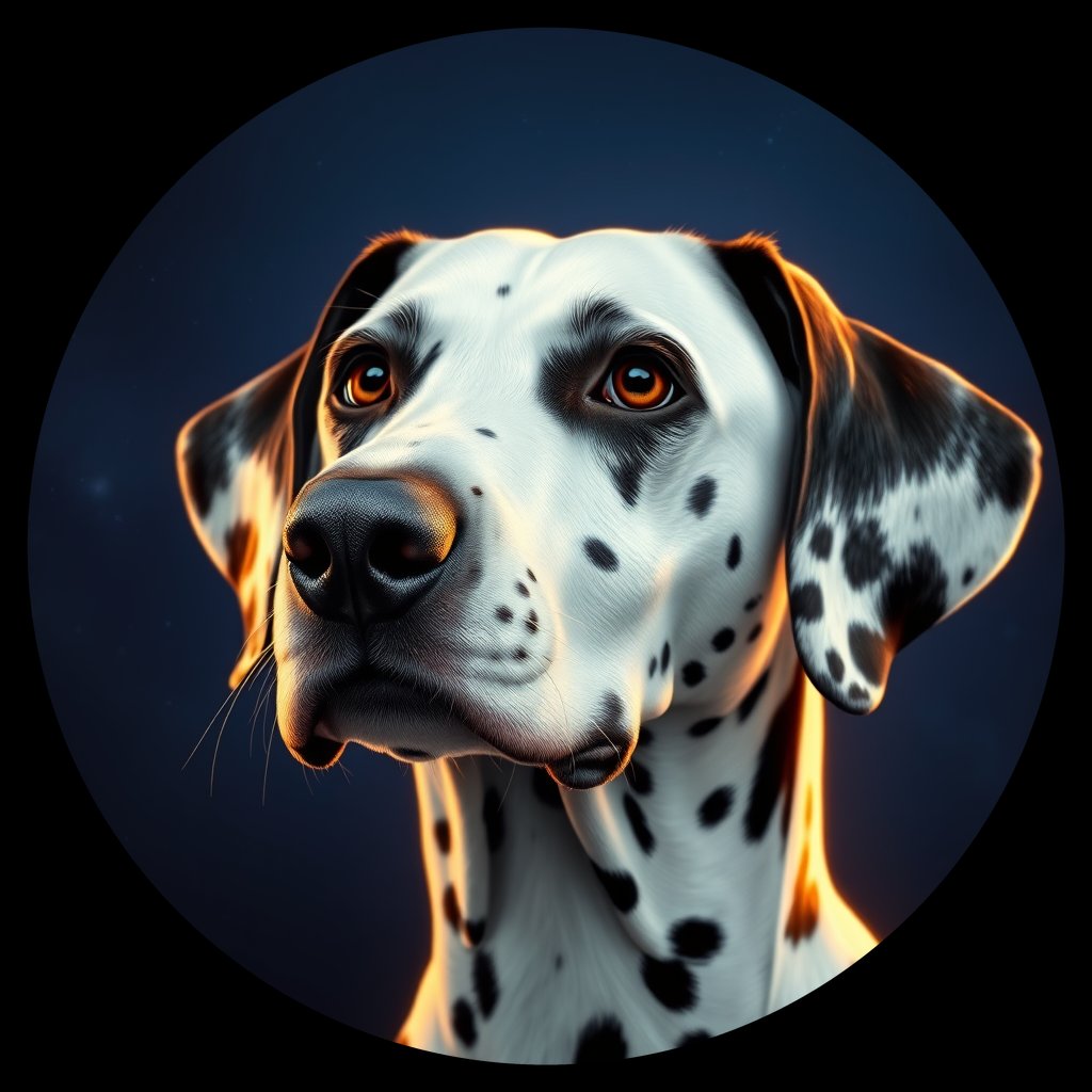 Cosmic medallion portrait of 19013_19013, a Dalmatian