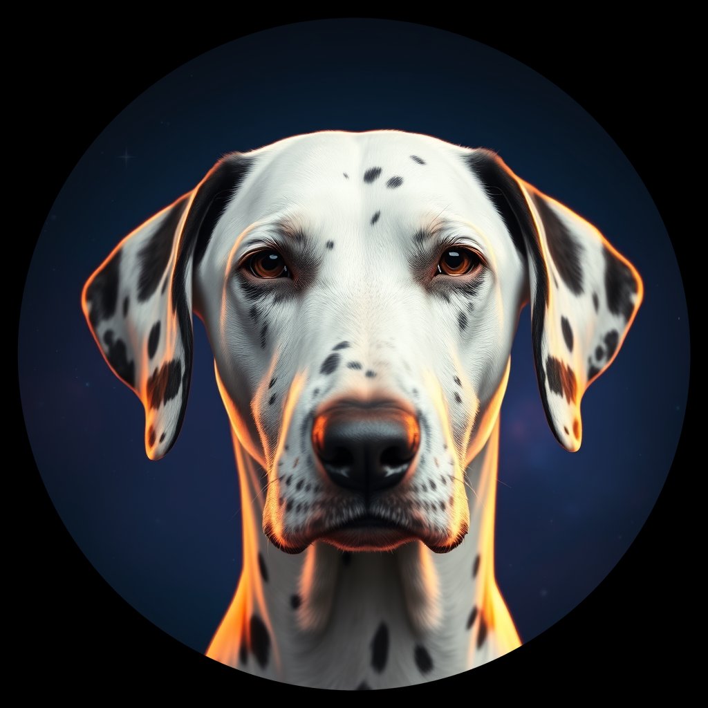 Cosmic medallion portrait of 19014_19014, a Dalmatian