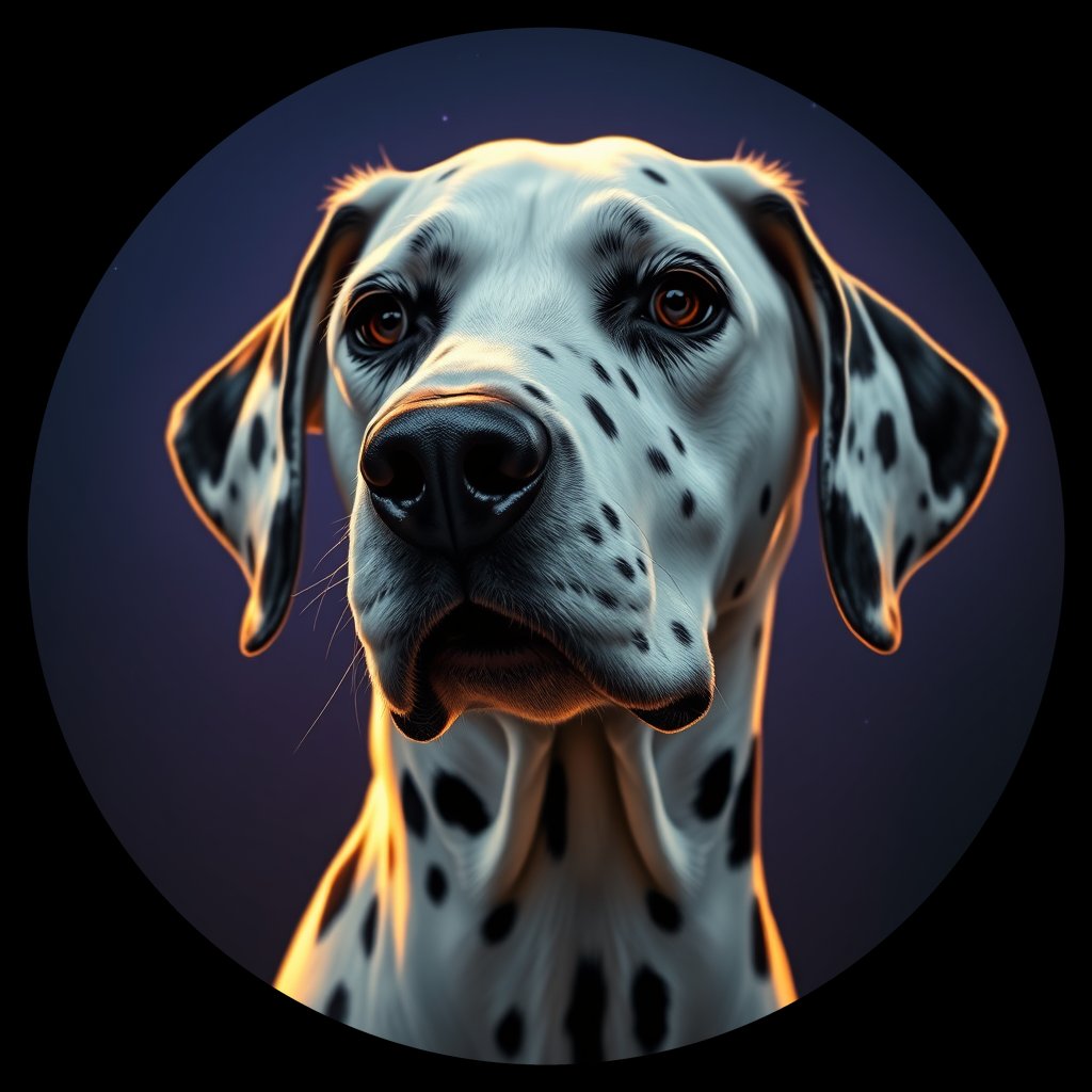 Cosmic medallion portrait of 19017_19017, a Dalmatian
