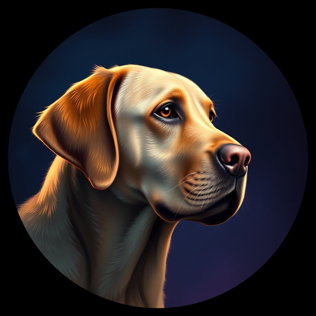 Cosmic medallion portrait of 1908_1908, a Labrador Retriever