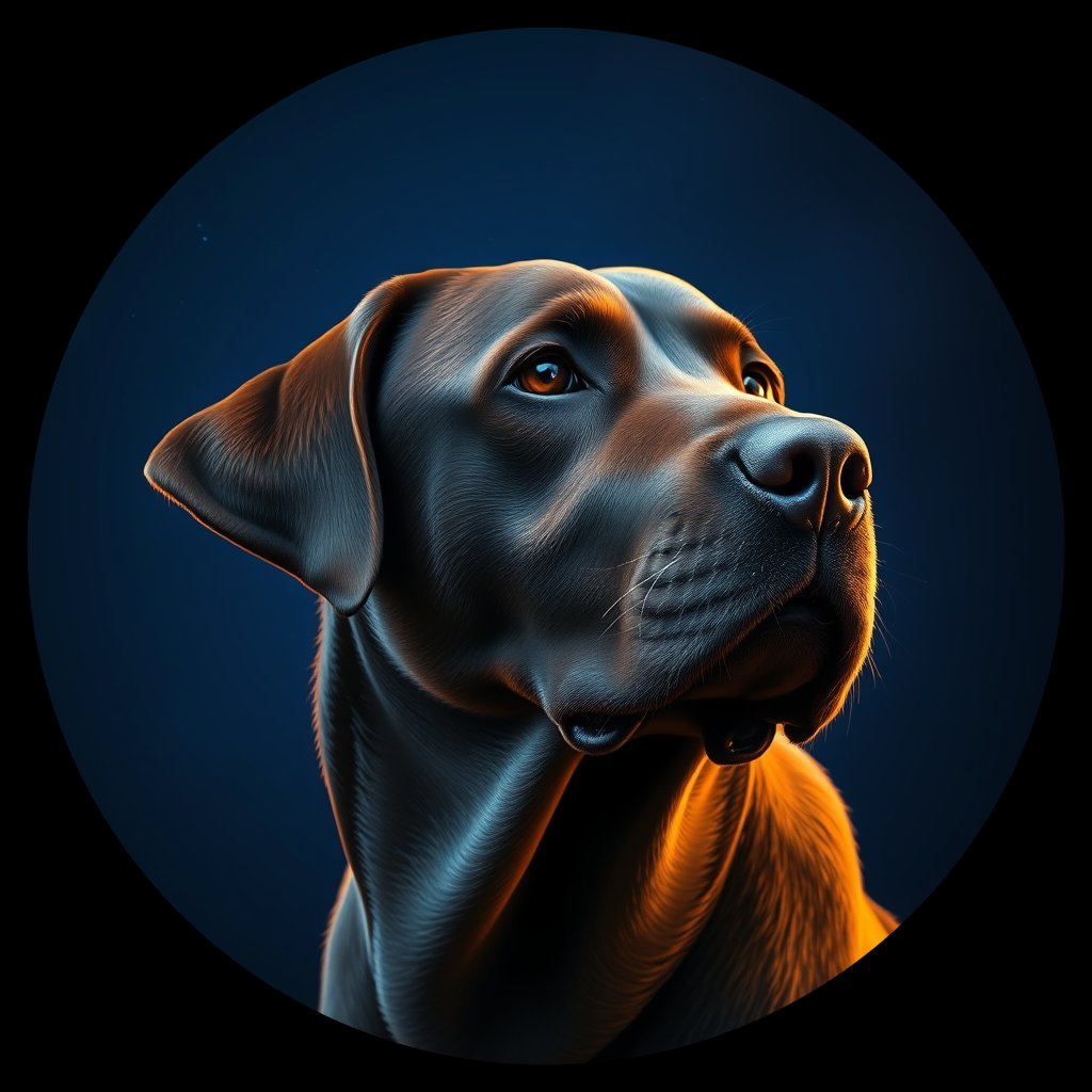 Cosmic medallion portrait of 191_G0380_0375, a Labrador Retriever