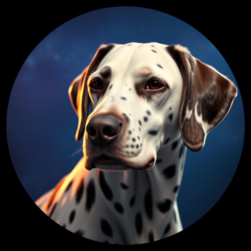 Cosmic medallion portrait of 19216_19216, a Dalmatian