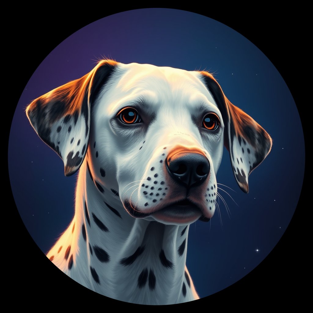 Cosmic medallion portrait of 19217_19217, a Dalmatian