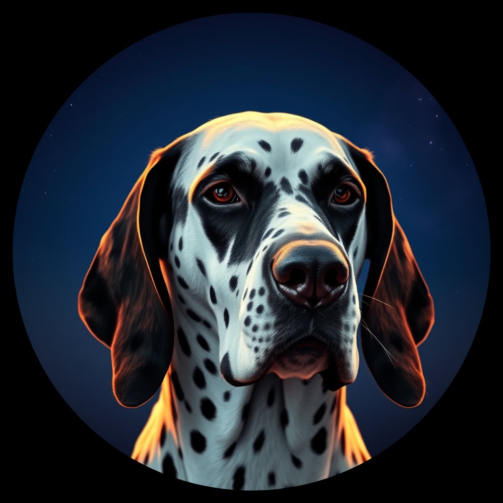 Cosmic medallion portrait of 19241_19241, a Dalmatian